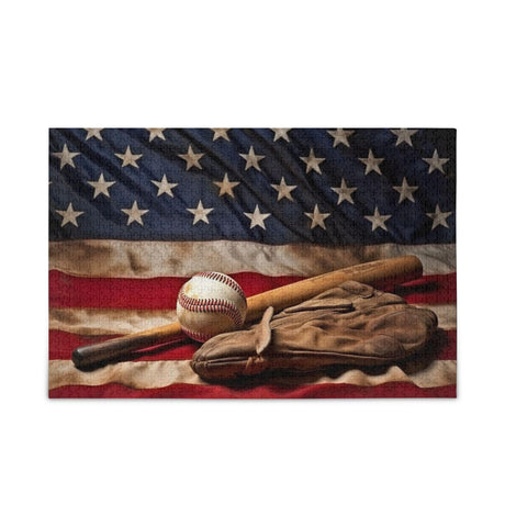 YEGAME 1000 Pieces Baseball American Flag Jigsaw Puzzle for Kids, Teens, Adults & Families, Large Format Jigsaw Puzzle Fun Intellectual Decompressing Educational Games YEGAME