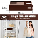 Artmalle Bathtub Tray for Tub, Expandable Bamboo Bath Caddy Tray with Book Stand for Home Spa Relaxing, Foldable Minimalist Bathroom Accessories for Women Men (Simple, Brown) Artmalle