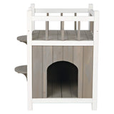TRIXIE Cat Home with Balcony, Elevated Cat House, Weatherproof Shelter, Ideal for Cats and Small Dogs 17.5 x 17.5 x 25.5 in. TRIXIE
