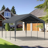 Carport 10x20 Heavy Duty Portable Garage,Galvanized Frame Carport Canopy,Portable Garages and Shelters with 8 Leg&4 Wind Rope,Car Tent Garage with All-Season Tarp for Boat Truck Bike,Without Sidewall BUPPLEE