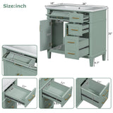 LUMISOL 36" Bathroom Vanity with Sink Combo, Modern Green Bathroom Storage Cabinet with Tip-Out Drawer, 3 Drawers & 2 Soft-Close Doors, Solid Wood Bathroom Vanity with Undermount Sink, Green LUMISOL