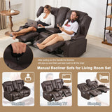 SAMERY 65.5" RV Loveseat Recliner Double Recliner RV Sofa & Console | Wall Hugger Loveseat Reclining RV | RV Theater Seats | RV Couch | RV Home Theater Seating Furniture (Faux Leather Brown) SAMERY