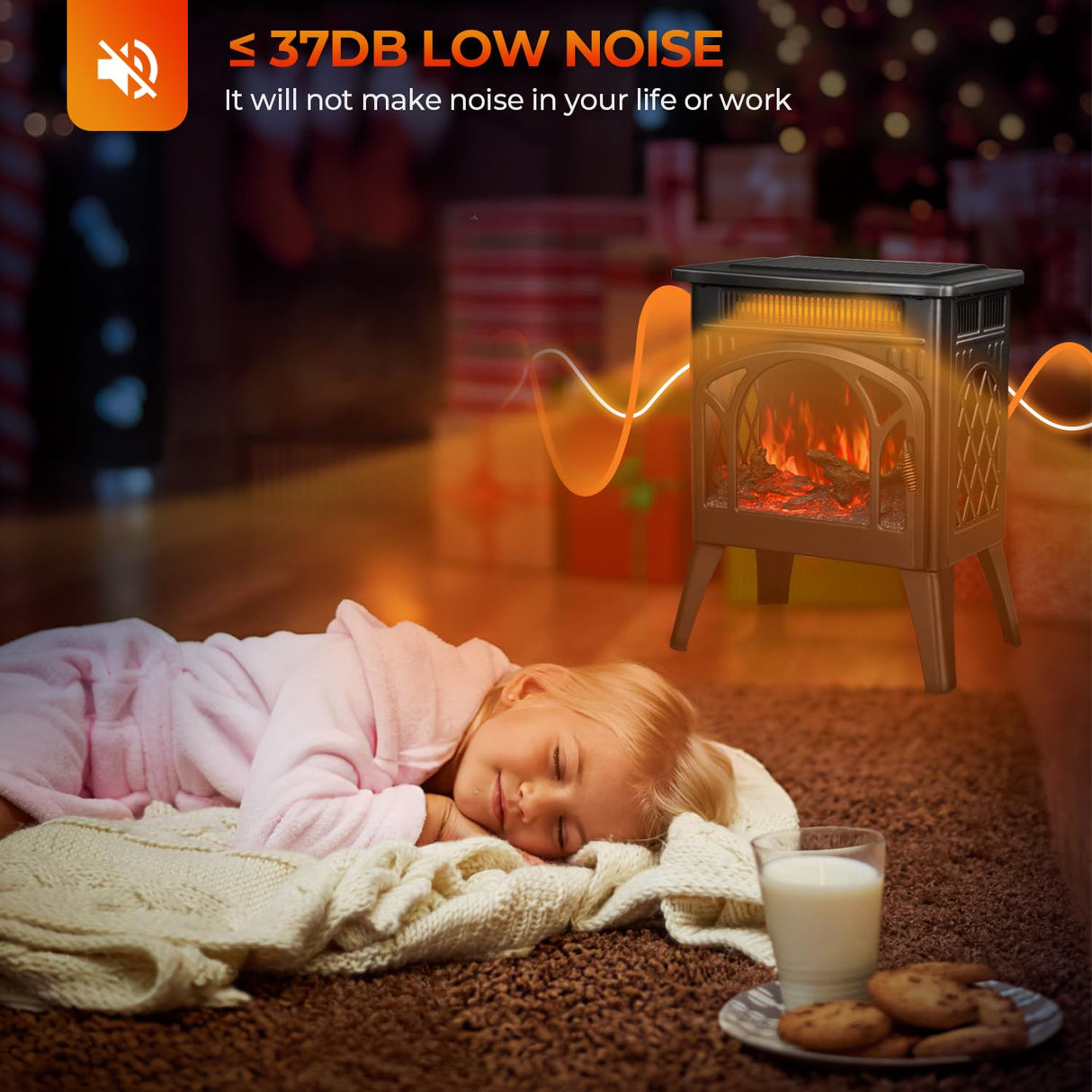 R.W.FLAME Electric Fireplace Heater 17" with Remote Control, Cathedral Stylish, Different Flame Effects and Log Set Colors, Adjustable Brightness and Heating Mode, Overheating Safe Design R.W.FLAME