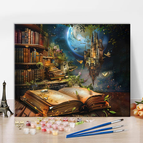 TUMOVO DIY Paint by Numbers for Adults Books, Acrylic Paint by Numbers Kits on Canvas Castle, Oil Hand Painting Botanic, Paint by Numbers Kit for Adults Gift Home Wall Decor 16"x20"(Frameless) TUMOVO