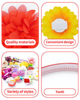 PET SHOW 50 Pack Big Flower Girl Headbands for Litter Girls with Teeth Interchangeable Charms Removable Bows Slip on Head Bands Hair Clips DIY Hair Bands Accessories Making Kit Birthday Gift PET SHOW