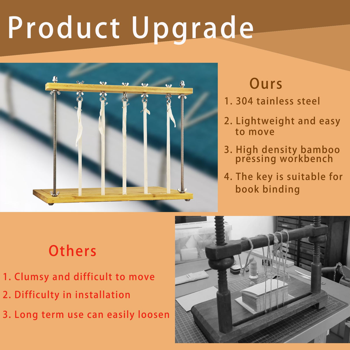 Bookbinding Sewing Frame Set,Hand Make Bookbinding Kits,Includes Bone Folder, Paper Creaser, Awl, Curved Needles, Waxed Thread, Glue Brush, and Bookbinding Supplies for Handmade Books Griiyakii