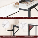 MAHANCRIS Console Table, Narrow Sofa Table, 43.3” Entrance Table with Power Station, Behind Couch Table, Simple Style, for Living Room, Hallway, Entryway, Foyer, Marble and Black CTHM112E01 MAHANCRIS