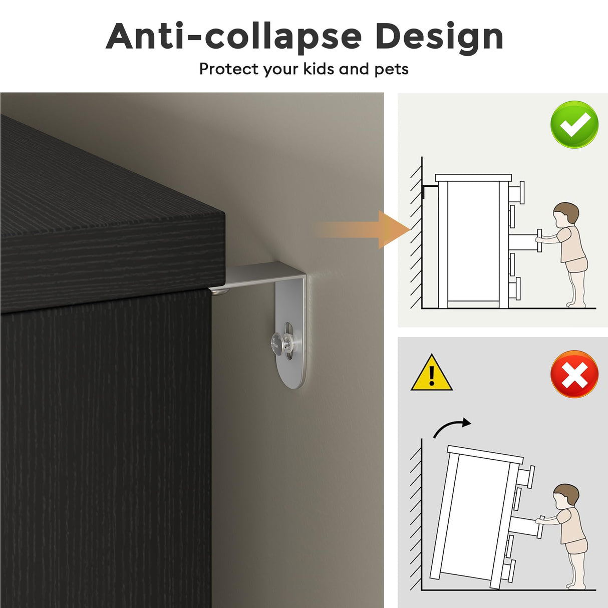 Jocoevol 4 Drawer Dresser for Bedroom, Black Dresser Chest of Drawers - Large Wood Dressers TV Stand with Deep Drawers Dressers for Living Room, Hallway, Entryway - Black Jocoevol