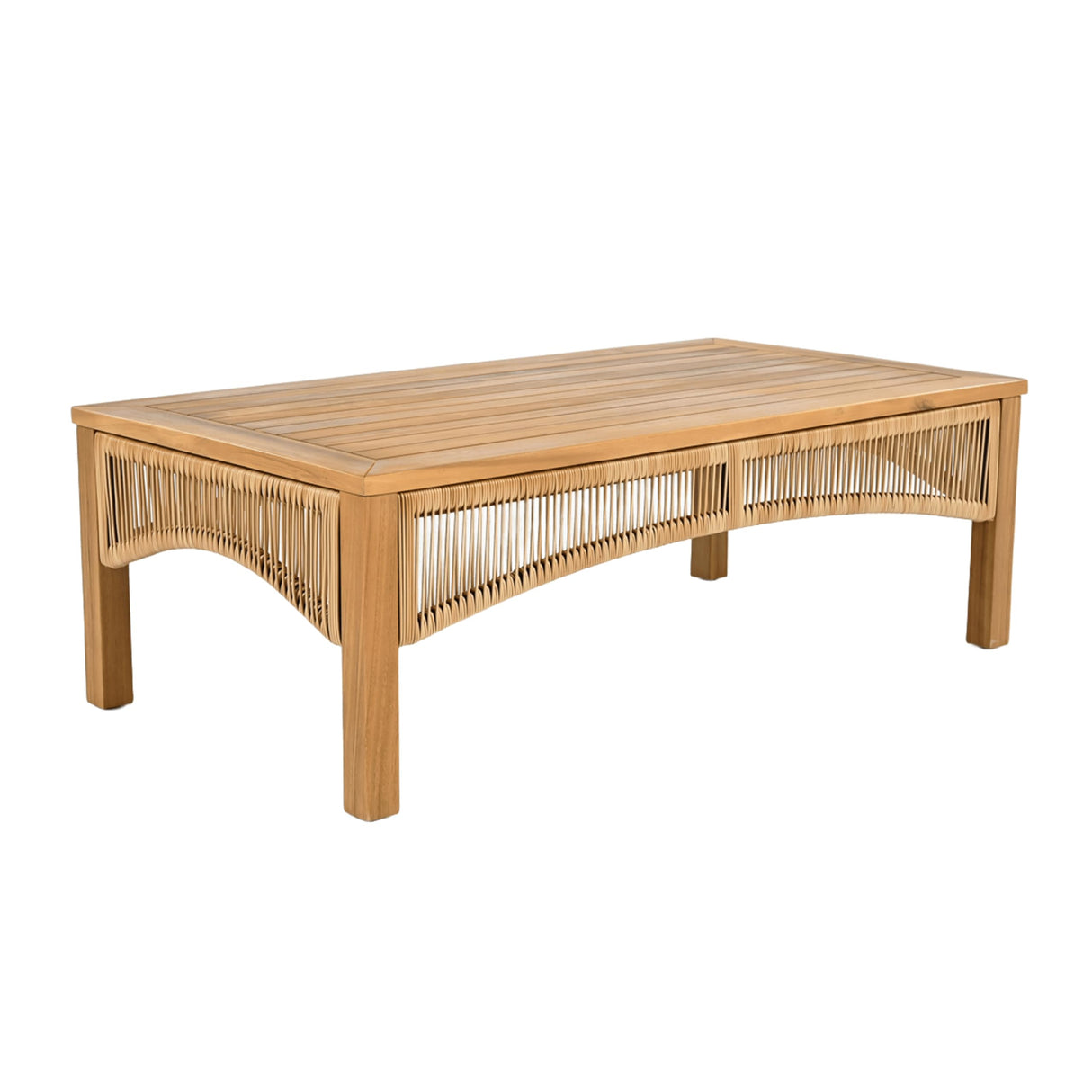 Merax 4-Pieces Outdoor Acacia Wood Patio Sectional Sofa Set, L Shape Couch with Coffee Table, Deep Seating with Soft Cushion, for Garden, Teak+ Beige Merax