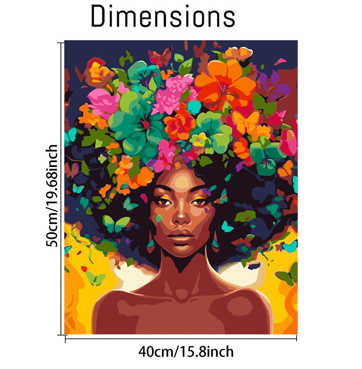DIY African Woman Paint by Numbers for Adults Canvas, Flowers and Girl Paint by Number Kits on Canvas - Frameless Oil Painting Kits Arts and Crafts for Home Decor Present 16x20 inch Clendo