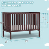 Saylike Baby Crib 5-in-1 Convertible, Wood Full Size Toddler Bed for Small Baby, Made of Sustainable Natural Pinewood Cribs, Non-Toxic Finish, Simplistic Nursery Furniture (Espresso) Saylike