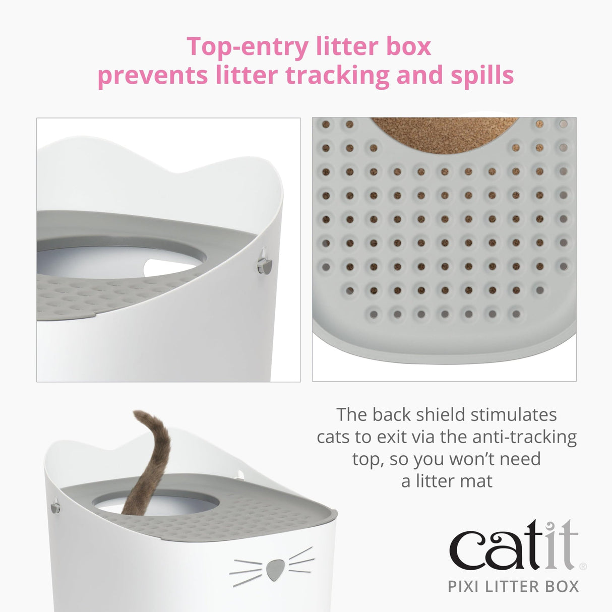 Catit PIXI Top-Entry Litter Box – Modern, Leak-Proof Cat Litter Box with Anti-Tracking Lid, Easy-Clean Design, Seamless & BPA-Free – Reduces Litter Mess, Minimalist Style, Large Space for Cats Catit