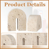 Newtay 2 Pcs Marble Bookends for Shelves 5 Inch and 3 Inch Natural Travertine Book Ends Decorative Stone Bookends Heavy Duty Marble Book Holder for Bookshelf Home Decor Newtay