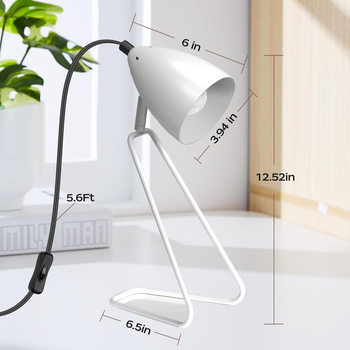 PARTPHONER Table Lamp Set of 2, 350°Rotatable Small Desk Lamp, Modern White Reading Bedside Lamps, Suitable for Study, Bedroom, Office, Dorm, Children's Room, 2 Bulbs Included PARTPHONER