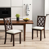 Giantex Wood Dining Chairs Set of 2, Farmhouse Kitchen Chair with Rubber Wood Legs, Max Load 400 Lbs, Armless Wooden Dining Side Chairs w/Cushion Seat, High Back Upholstered Dining Room Chair, Walnut Giantex