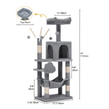 YITAHOME 44in Multi-Level Cat Tree for Indoor Kittens, Cat Furniture with Scratch Posts, Window Padded Plush Perch, Comfortable Hammock, and Interactive Pompoms, Light Gray YITAHOME