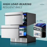 EUHOMY 24 Inch Under Counter Double Drawer Fridge, Weather Proof Stainless Steel Outdoor Beverage Refrigerator for Patio, Built-in Beverage Fridge for Home & Commercial Use Stainless Steel Silver EUHOMY