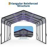 12x20 FT Metal Carport, Heavy Duty Carports Canopy with Galvanized Steel Frame & Roof, Outdoor Garage Car Port for All-Weather, Outdoor Galvanized Shelter for Car, Boats and Truck Reljofum