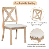 XD Designs Farmhouse 6-Piece Extendable Dining Room Table Sets, Acacia Wood 82'' Dining Table with 2 Removable Leaf and Upholstered Dining Chairs& Bench, Soft Cushion with Rivet (Natural+Be) XD Designs