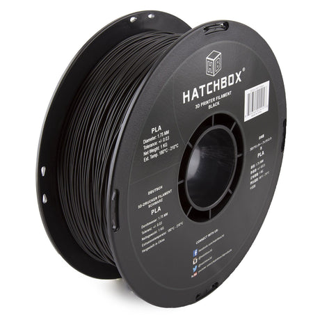 HATCHBOX 1.75mm Black PLA 3D Printer Filament, 1 KG Spool, Dimensional Accuracy +/- 0.03 mm, 3D Printing Filament HATCHBOX