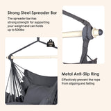 Highwild Hammock Chair Hanging Rope Swing - Max 500 Lbs - 2 Cushions Included - Steel Spreader Bar with Anti-Slip Rings - for Any Indoor or Outdoor Spaces (Grey) Highwild