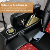 ANJ Electric Power Recliner Chair with Adjustable Powered Headrest, Faux Leather Home Theater Seating Overstuffed Reclining Furniture with USB Ports, Cup Holders, Hidden Arm Storage (Black/Red) ANJ