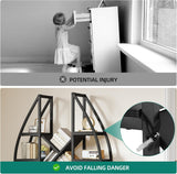 DWVO Oval Bookshelf, Triple Wide 5 Tier Etagere Bookcase, Industrial Display Shelves for Living Room, Bedroom, Home Office, Black DWVO