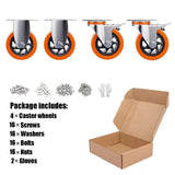 4 Inch Caster Wheels Set of 4 Heavy Duty Casters, No Noise Polyurethane Wheels for Tool Box, Furniture, Workbench, Cart (2PCS Locking Swivel Casters 2PCS Fixed Caster Wheels) Lvgwhisper