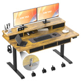 XINYAO Electric Standing Desk with 5 Drawers, Height Adjustable Desk 63 x 30 Inches Stand Up Desk, Ergonomic Desk with Wider Larger Desktop,Double Beam Standing Office Computer Desk (Rustic Brown) XINYAO