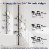 Shower Caddy Organizer Tension Pole, Rustproof 6-Pack Corner Shelf with 30-120 Inch Adjustable Shower Rack for Inside Shower, Extra Towel Bar & Soap Dish for Bathroom Organizers and Storage, Black Vatex