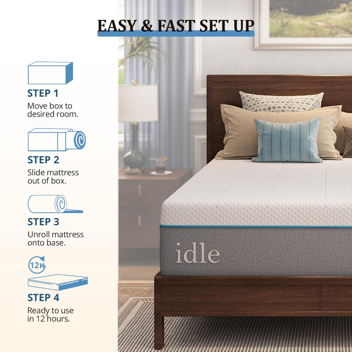 EGOHOME King Mattress 14 Inch Cooling Gel Memory Foam, Fiberglass Free, Mattress Bed in a Box for Back Pain Relief, Medium Firm, CertiPUR-US Certified, 76”x80”x14”, White EGOHOME