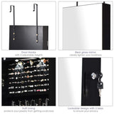Giantex Wall Door Mounted Jewelry Armoire Cabinet with 47.5" H Full Length Mirror, 2 LEDs Lockable Jewelry Organizer Box with Bracelet Rod, 2 Drawers, Large Storage Capacity (Black) Giantex