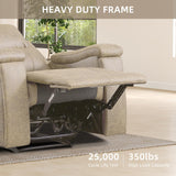 IOMOR Leather Recliner Chair, Manual Recliner Chair for Adults with Overstuffed Arms and Back, Single Sofa Recliner with Cup Holders for Living Room (1, Beige) IOMOR