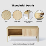 affeivul Rectangle Fluted Coffee Table with Storage and Sliding Drawers, Light Wood Coffee Table, Mid Century Modern Coffee Table Boho Style, Low for Living Room/Bedroom/Office (Natural) affeivul