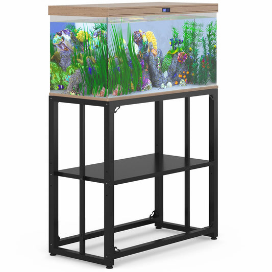 TOCRETOARE Fish Tank Stand 10-15 Gallon, Metal Aquarium Stand, 24.8" L x 9.2" W*30.1”H Double-Layer Storage Design, Suitable for Home Office Use, 660LBS Capacity,Black (Tank not Included) - WoodArtSupply