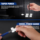 WORKPRO 30 PCS Heavy Duty Punch and Chisel Set with Roll Pouch, Cold & Cape Chisel, Center, Pin & Taper Punch, and Gauge, Blackened and Painted Finish for Durability WORKPRO