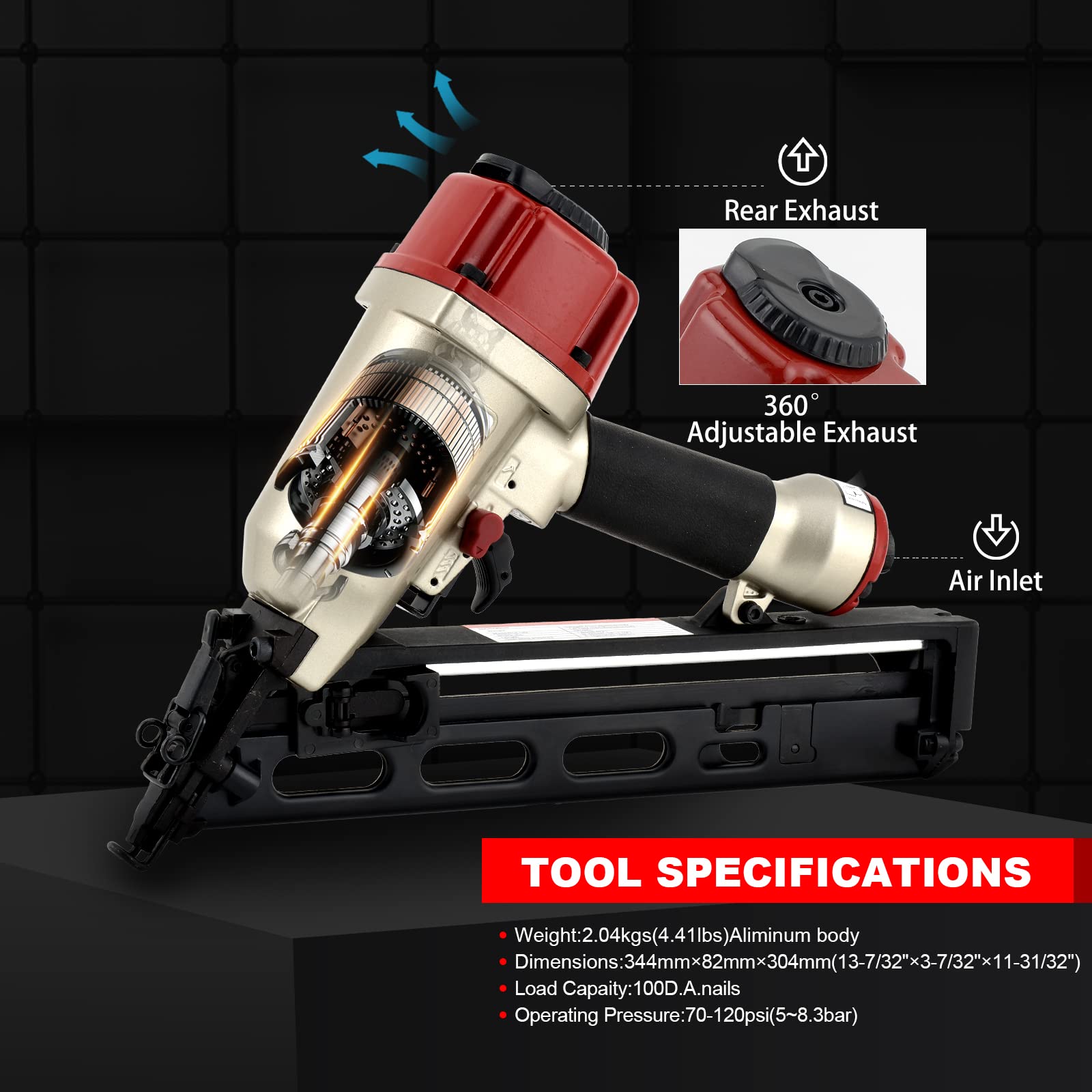 CREWTOWER NT65 15 Gauge, 1-1/4" to 2-1/2" Angle Finish Nailer Pneumatic Finishing Nail Gun for Molding, Baseboard, Trim and Finishing, Air-powered - WoodArtSupply