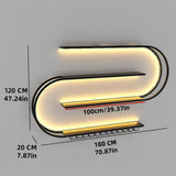 HFTUW 71 Inch Wall-Mounted Wine Rack with Led Light, 4-Tier Half Round Bar Shelves, Industrial Metal Display Storage Shelf & Wine Glass Hooks for Home Bar, Dining Room(Black-Yellow Led, 71in/180cm) HFTUW