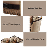 Acme Ernestine Sofa (with 7 Pillows) in Tan Fabric & Black Acme