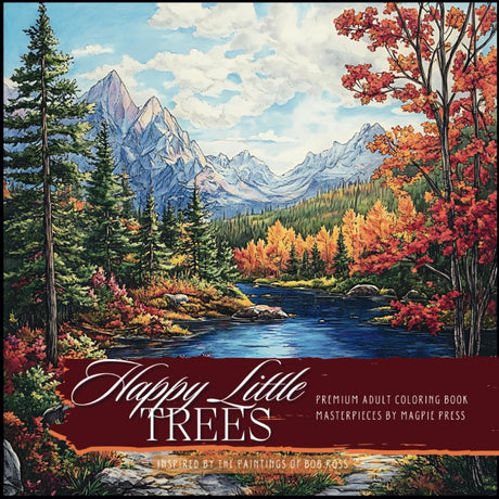Happy Little Trees Premium Adult Coloring Book: Inspired Landscapes Art Coloring Pages (Artists Adult Coloring Books: Masterpieces by Magpie Press) WoodArtSupply