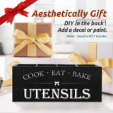 Suli Extra Large Kitchen Utensils Holder with 4 Compartments, Wooden Utensil Organizer for Kitchen Countertop, Farmhouse Kitchen Decor, Rustic Cooking Utensil - Black Suli