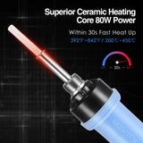 Electronics Soldering Iron Kit, SREMTCH 80W LCD Digital Soldering Gun with Adjustable Temperature Controlled and Fast Heating Ceramic Thermostatic Design, ON-Off Switch 20pcs Solder Kit Welding Tool SREMTCH