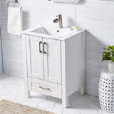 Wenore Home 24 Inch Bathroom Vanity with Sink, Small Bathroom Vanity Sink Set, White Bathroom Vanity Cabinet Combo, Modern Bath Vanity with Single Hole Ceramic Sink Wenore Home
