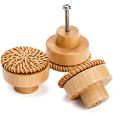 Nicunom 16 Pack Boho Rattan Dresser Knobs, Round Cabinet Knobs Wood Furniture Drawer Knobs with 32 Screws, Handmade Wicker Woven Pulls for Nursery Kitchen Wardrobe Cupboard Nicunom