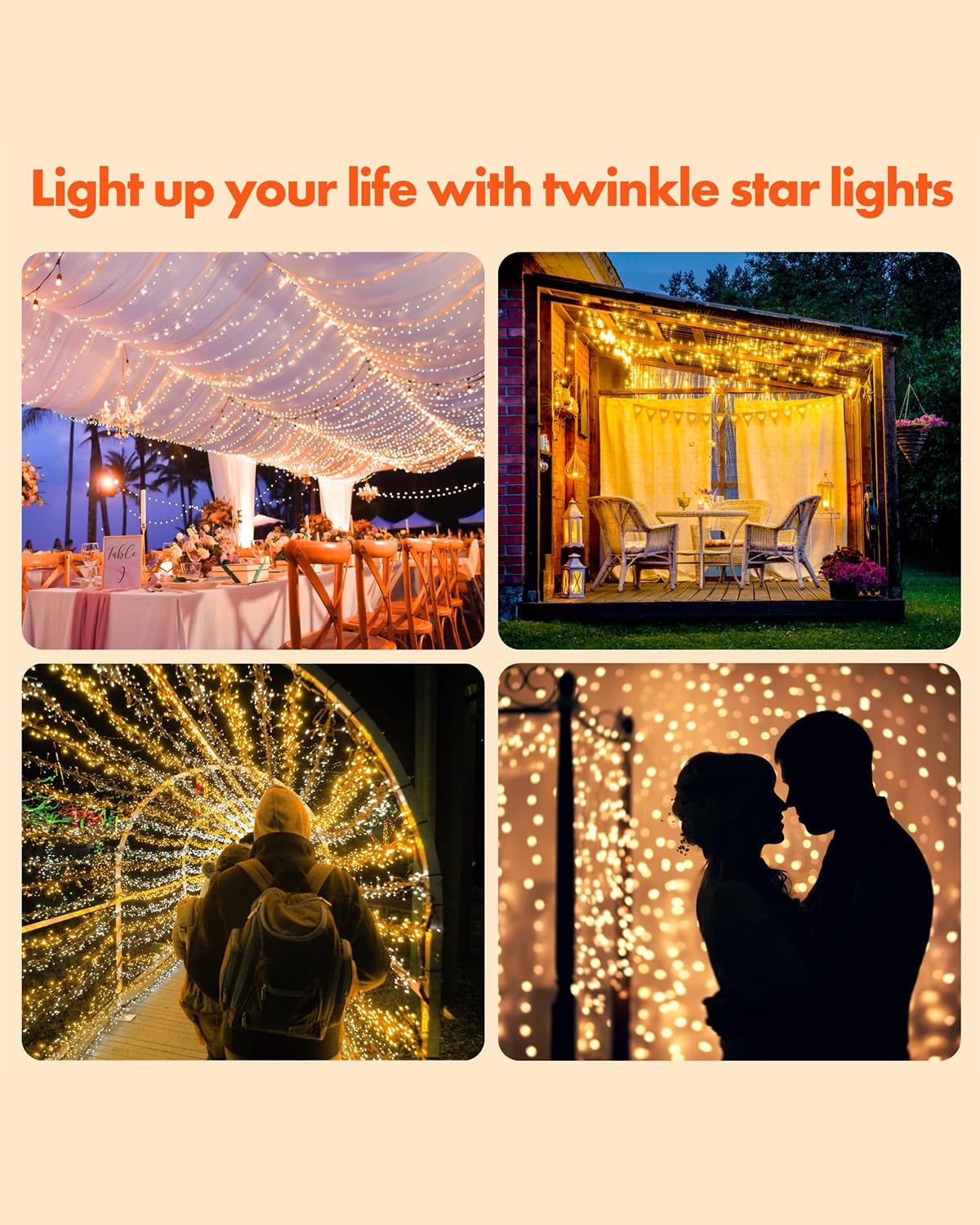 Twinkle Star 2 Pack Solar String Lights Outdoor, Total 80 FT 240 LED Solar Fairy Lights Outside Waterproof 8 Modes, Christmas Tree Light for Patio Garden Party Backyard Wedding Decor Warm White