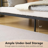 VINGLI Metal Bunk Bed Frame Twin Over Twin with LED Lights, Non-Slip Ladder, Full Length Guardrail, Charging Station, for Kids, Teens & Adults, Space-Saving, No Box Spring Needed, Black VINGLI