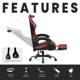 N-GEN GAMING Video Gaming Chair with Footrest High Back Ergonomic Comfortable Office Computer Desk with Lumbar Support Height Adjustable with PU Leather Recliner for Adults Women Men (Red) N-GEN GAMING