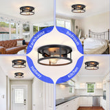SKEJAO 13 inch Black Flush Mount Ceiling Light Fixture,2-Light Hallway Light fixtures Ceiling,Light Fixtures Ceiling Mount for Kitchen,Farmhouse,Bedroom (2 Pack) SKEJAO