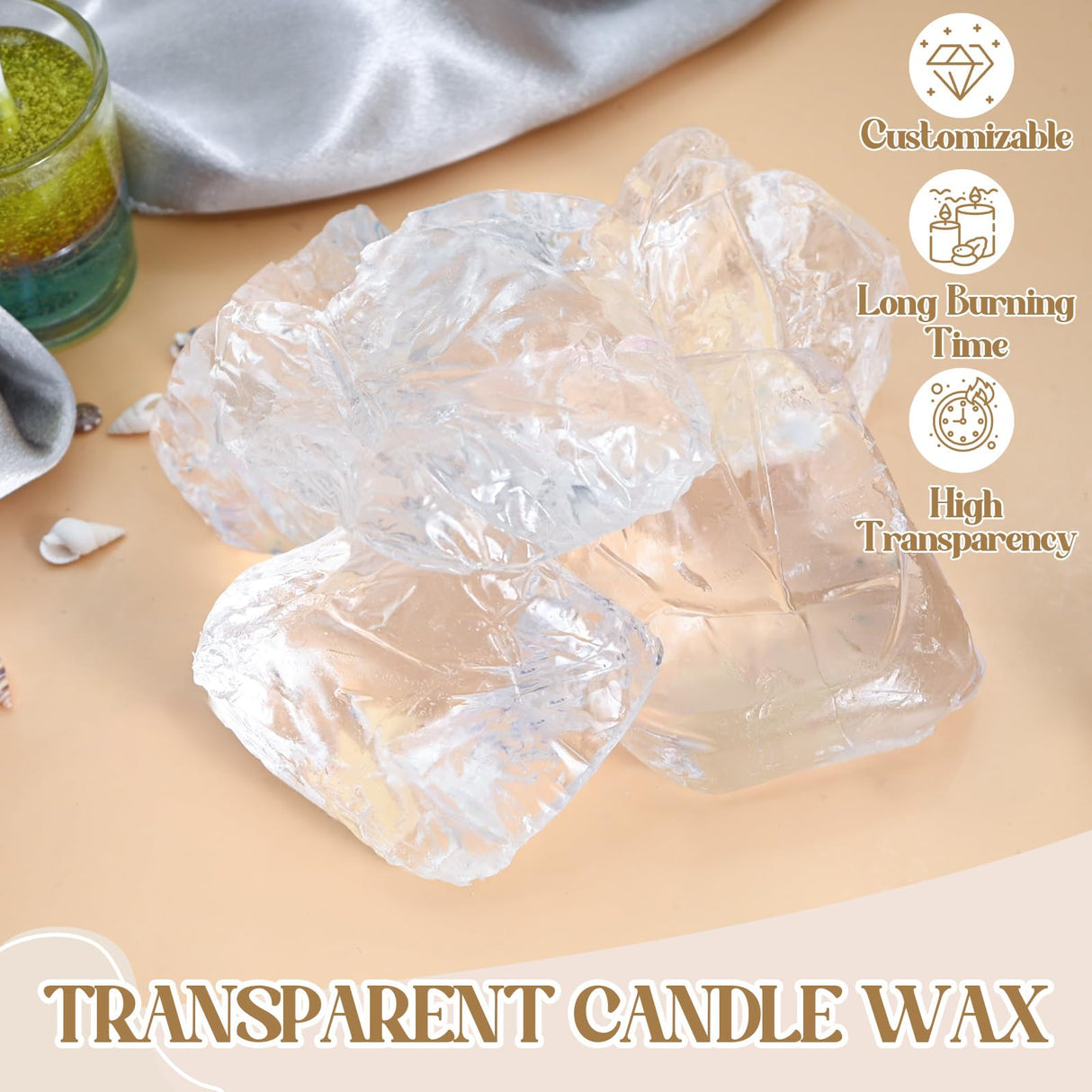 JCOOS Candle Making Kit, DIY Jelly Wax Melts, Candle Jars, Candle Making Kit for Adults, 1.5 lb Gel Wax for Candle Making, Candle Wick, Dried Flowers, Conch, Sand, Candle Dye, Crafting Gifts for Women Jcoos