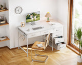 ODK Computer Desk with 6 Drawers, 40 Inch Small Desk with Storage, Reversible Desk with Headphone Hook for Home Office, Work Study Table for Bedroom, White ODK